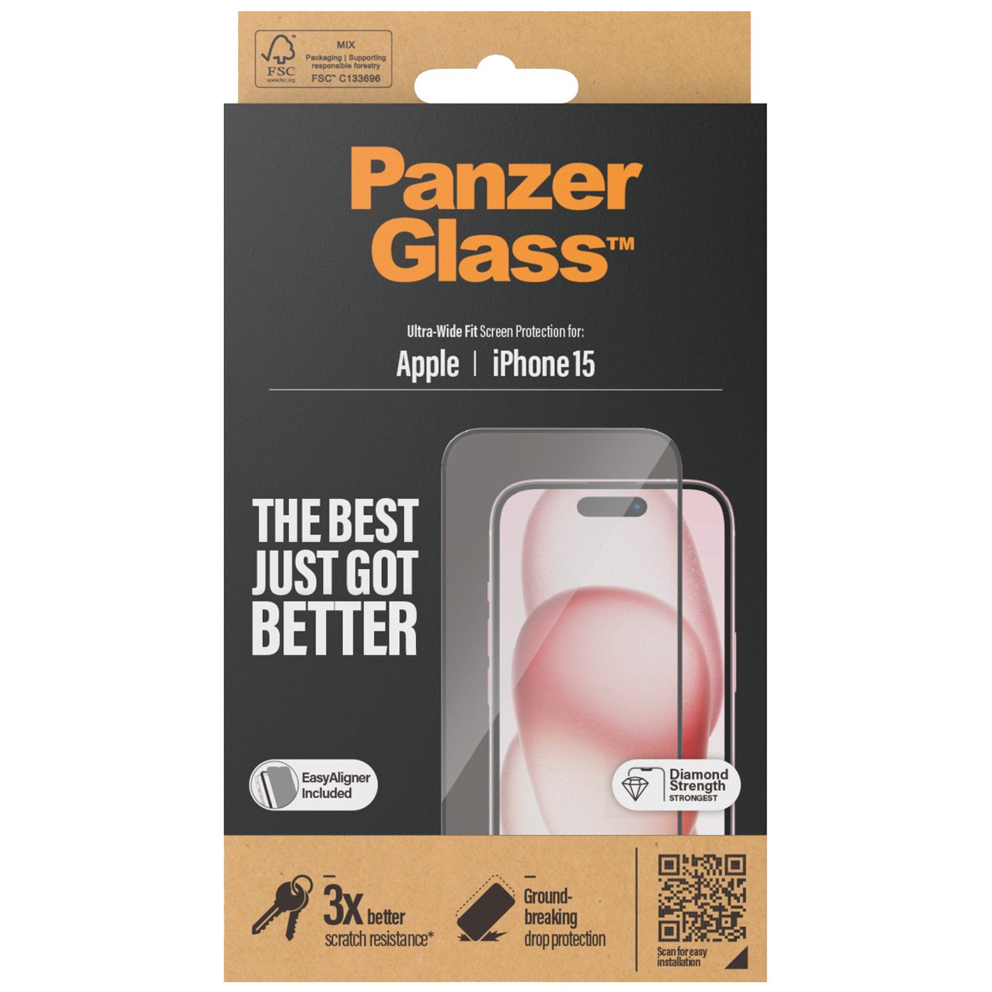 PanzerGlass Ultra-Wide Fit t/iPhone 15