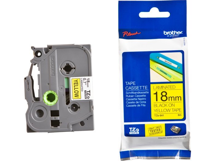Brother TZe-tape TZE641 sort;gul 18 mm x 8 m