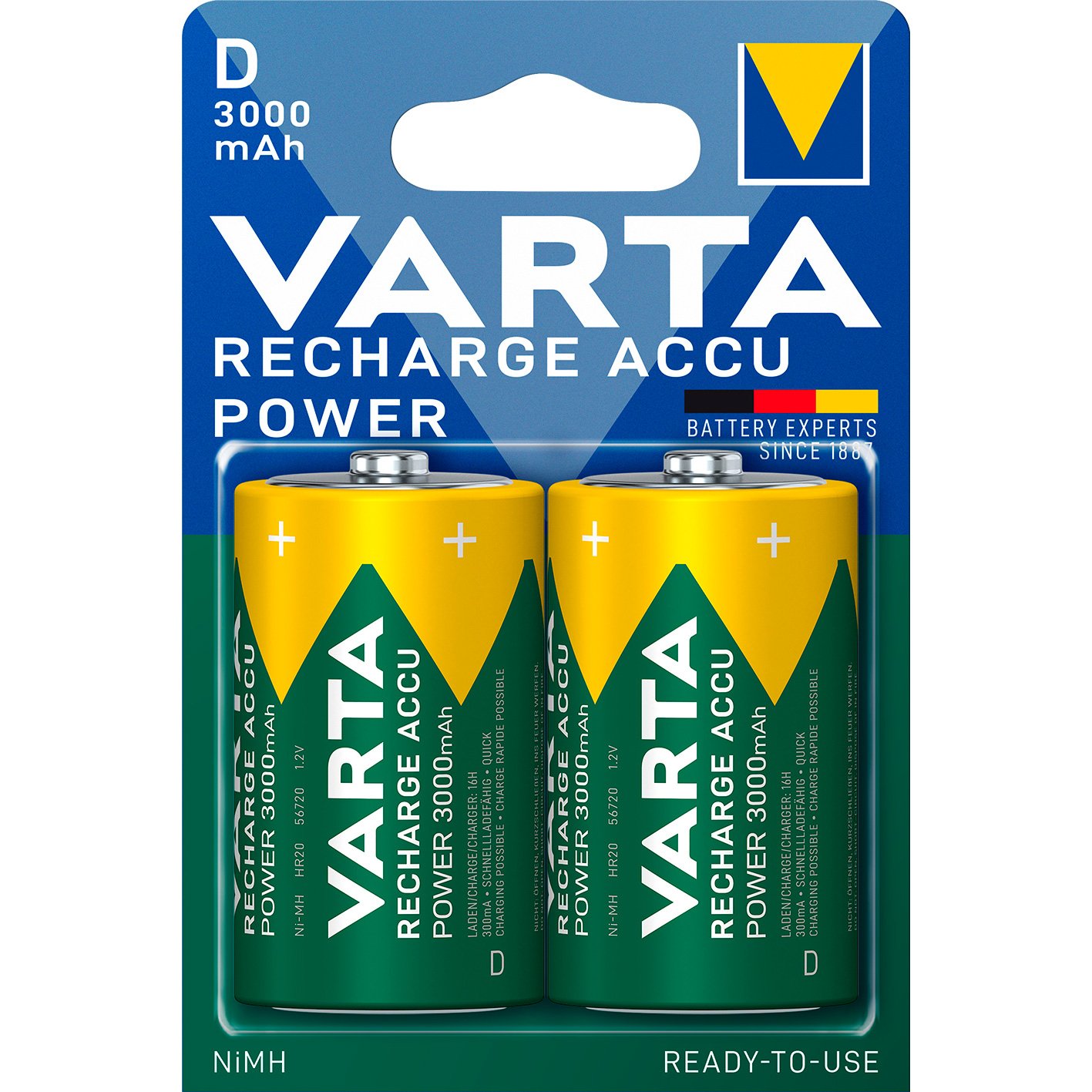 VARTA Genopladelig batteri D/HR20 3000 mah 2 stk