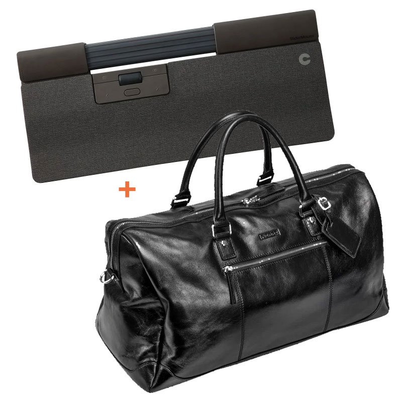 Contour SliderMouse Pro Regular Wireless ergonomisk mus sort/mørkegrå + Pierre læder weekendtaske, sort