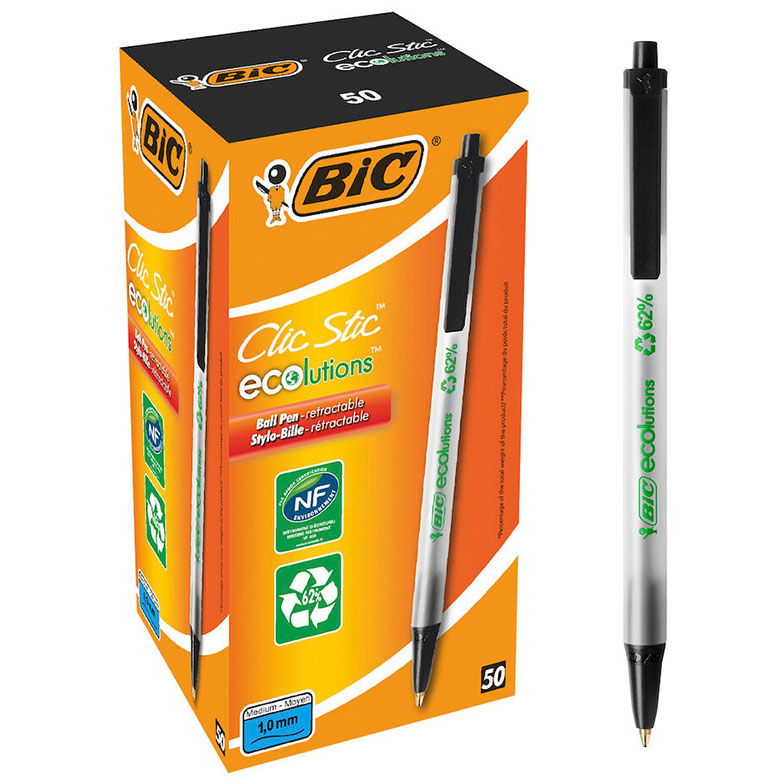 BIC ClicStic ECOlutions kuglepen 0,32mm sort