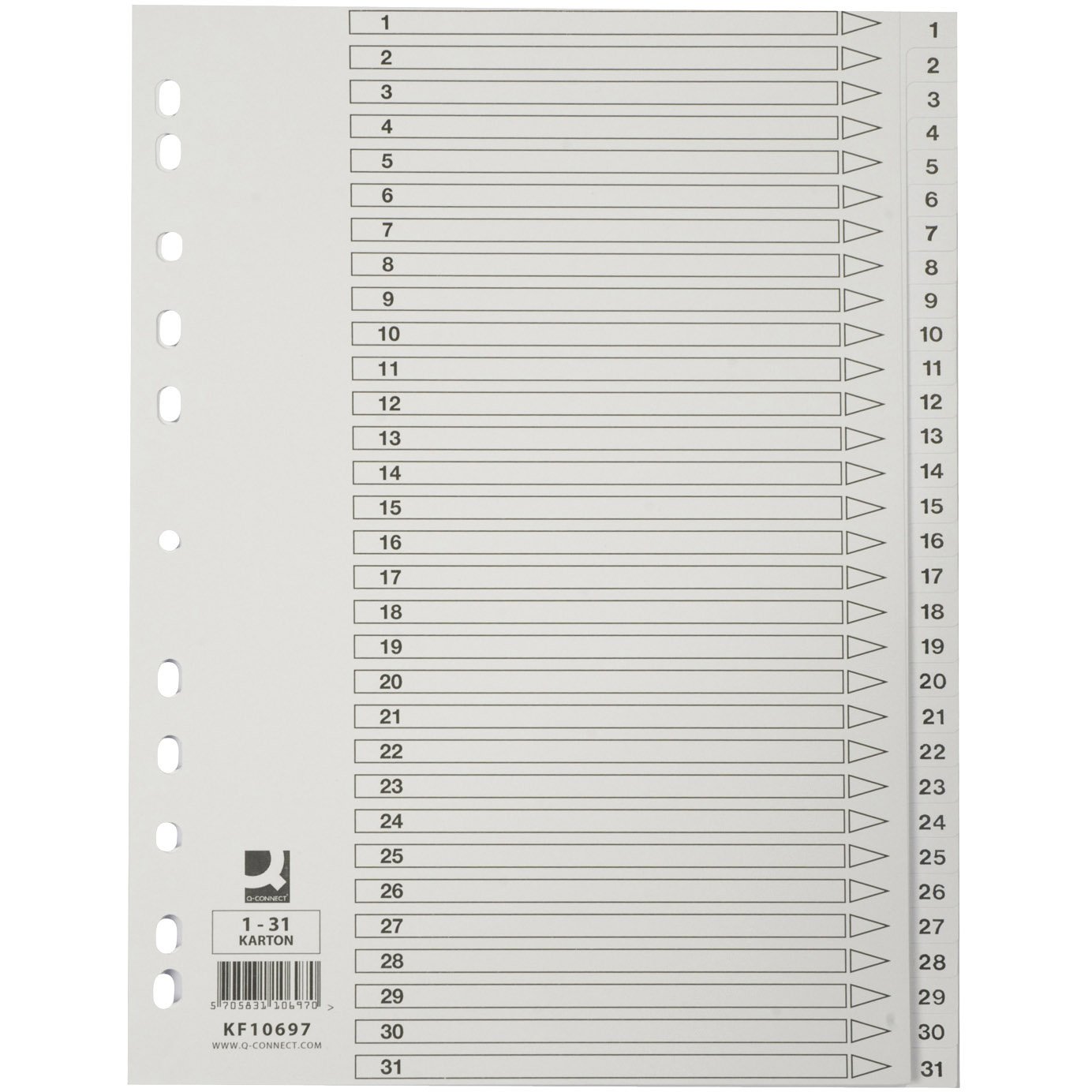 Q-connect register A4 1-31 hvid