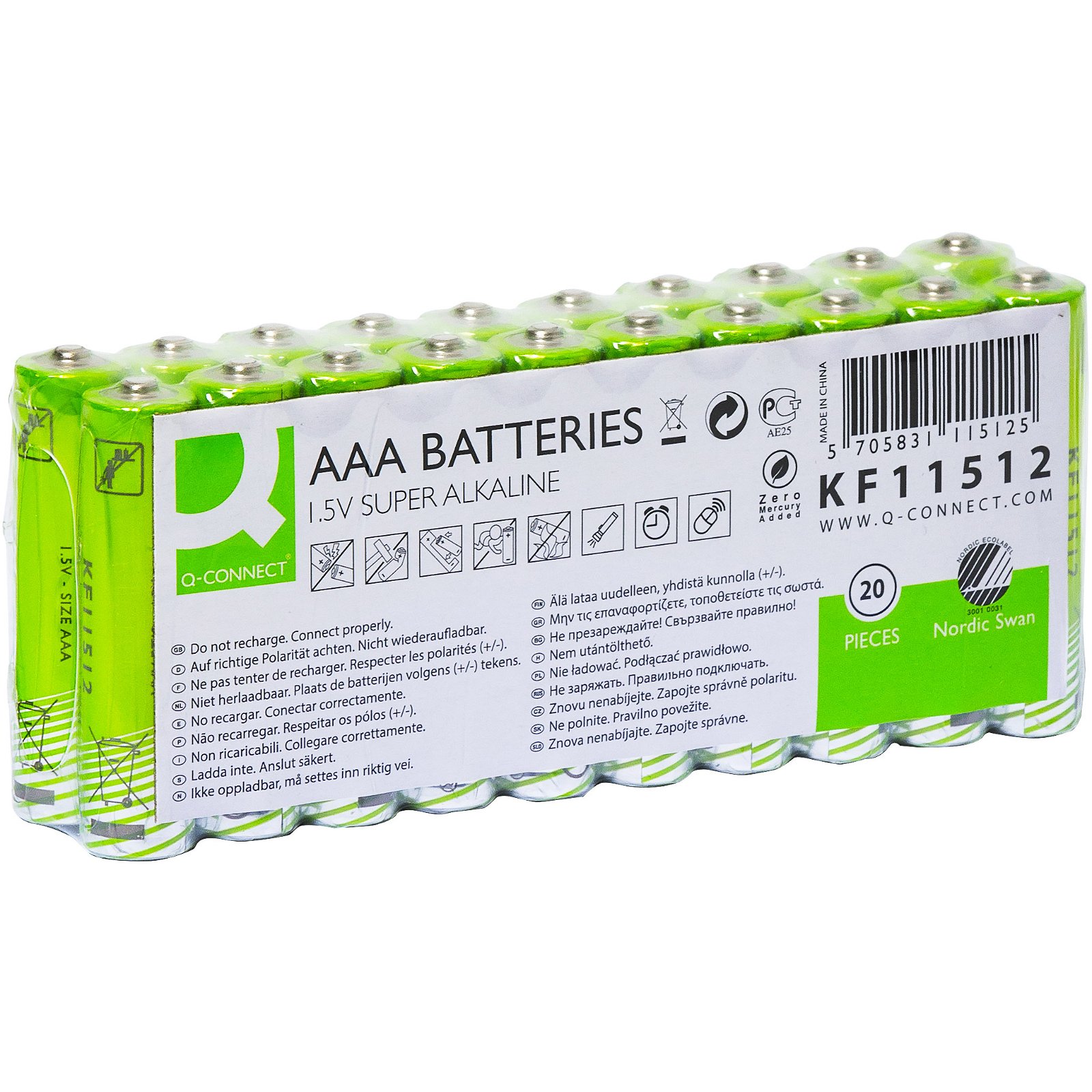Q-connect AAA batteri AAA 1.5 v 20 stk