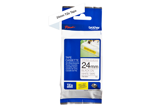 Brother TZE tape 24mm ekstra klæbende sort/hvid Brother TZE tape 24mm ekstra klæbende sort/hvid