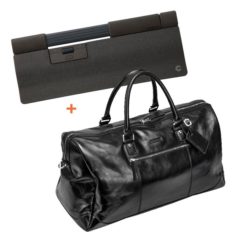 Contour SliderMouse Pro Extended Wireless ergonomisk mus sort/mørkegrå + Pierre læder weekendtaske, sort