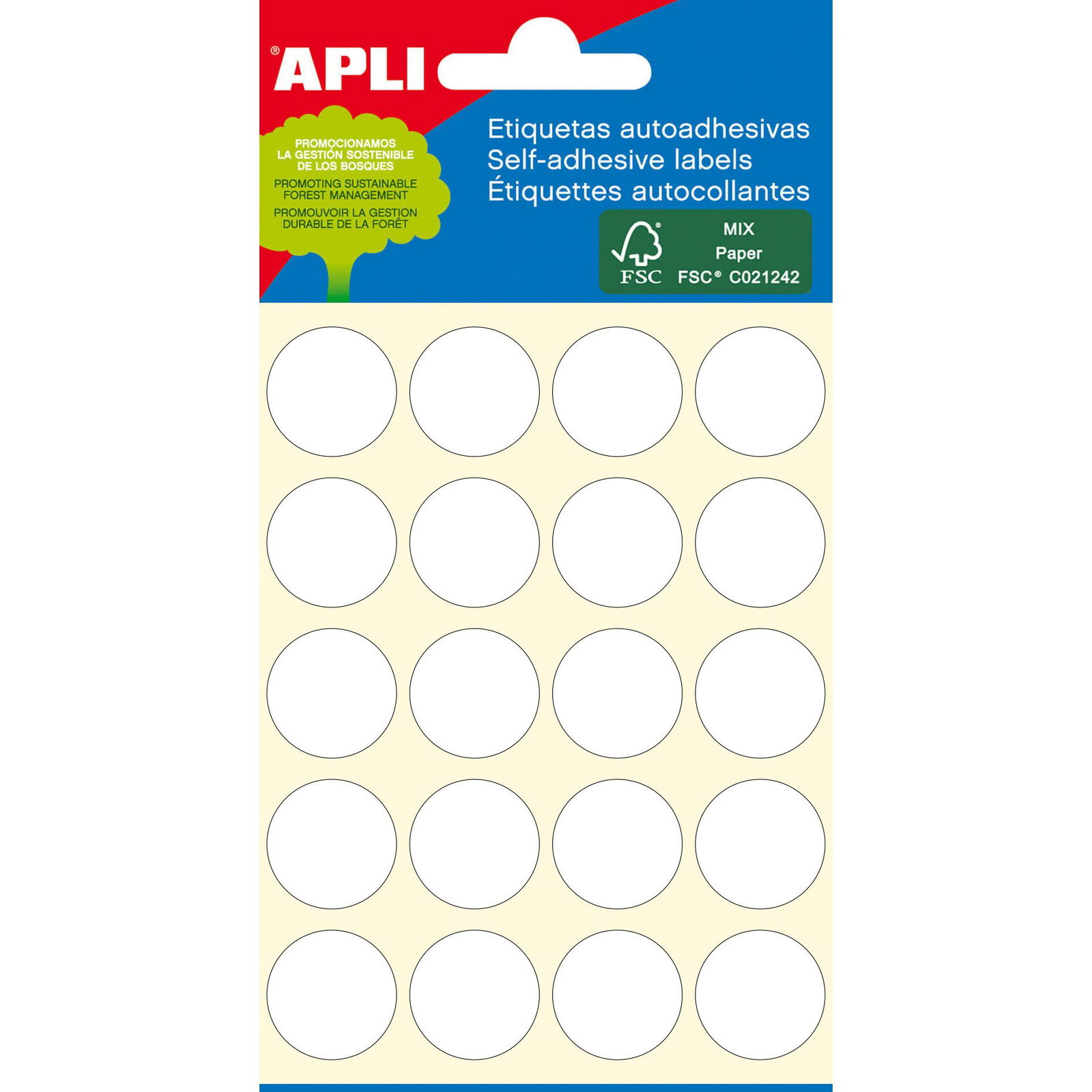 Apli farvedots Ø19mm hvid 320stk