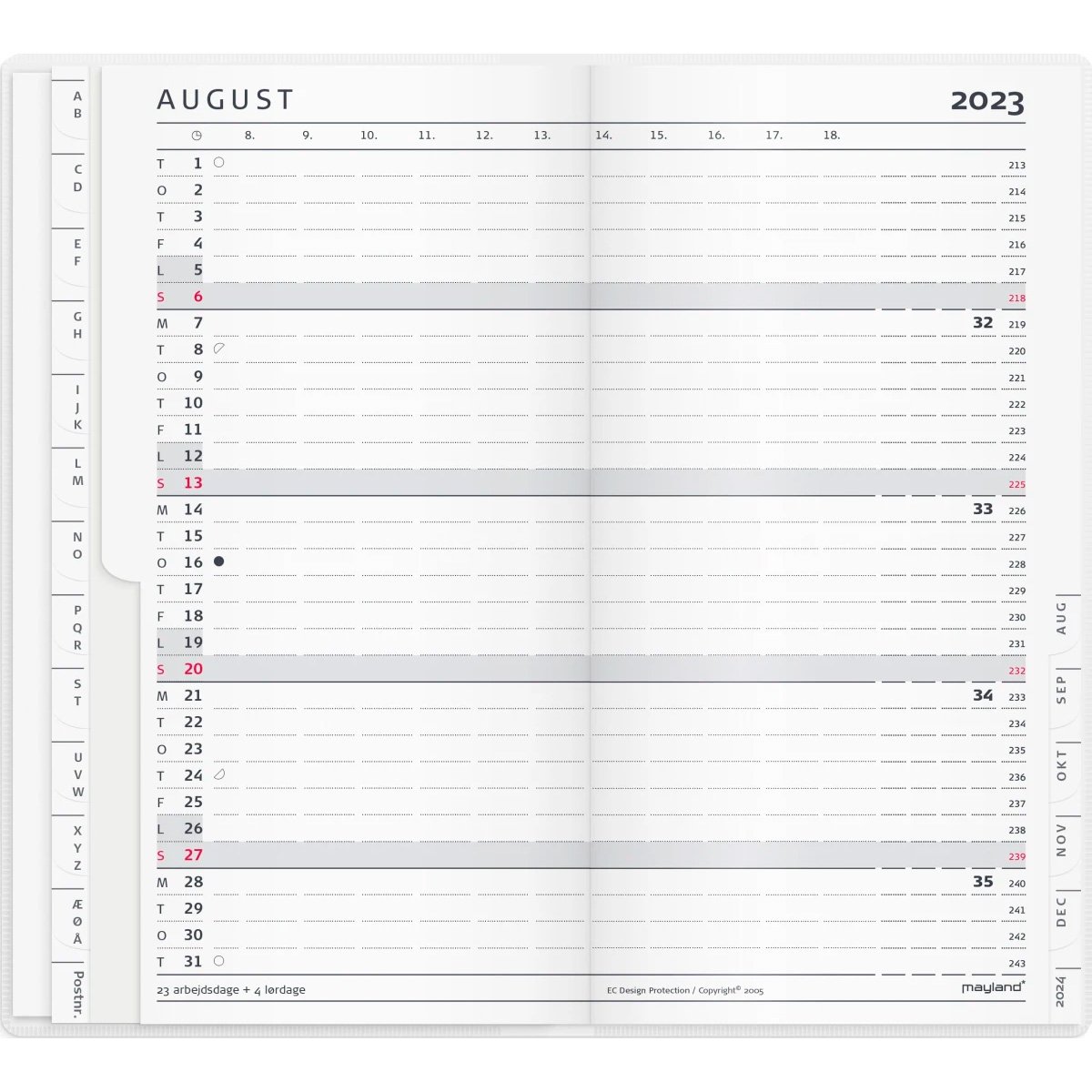 Mayland Index planner månedskalender m/4 illu. 2023 B9.5 cm x L17 cm