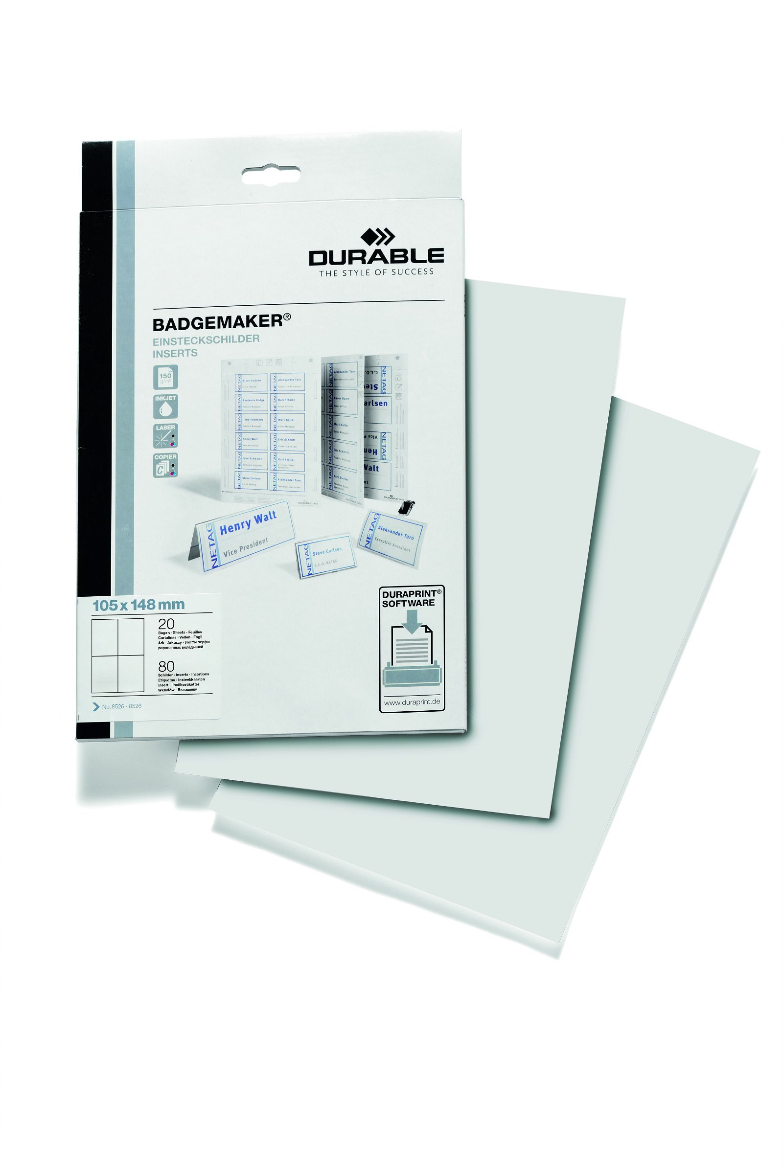 Durable Badgemaker® indstiksark til navneskilte 148 mm x 105 mm