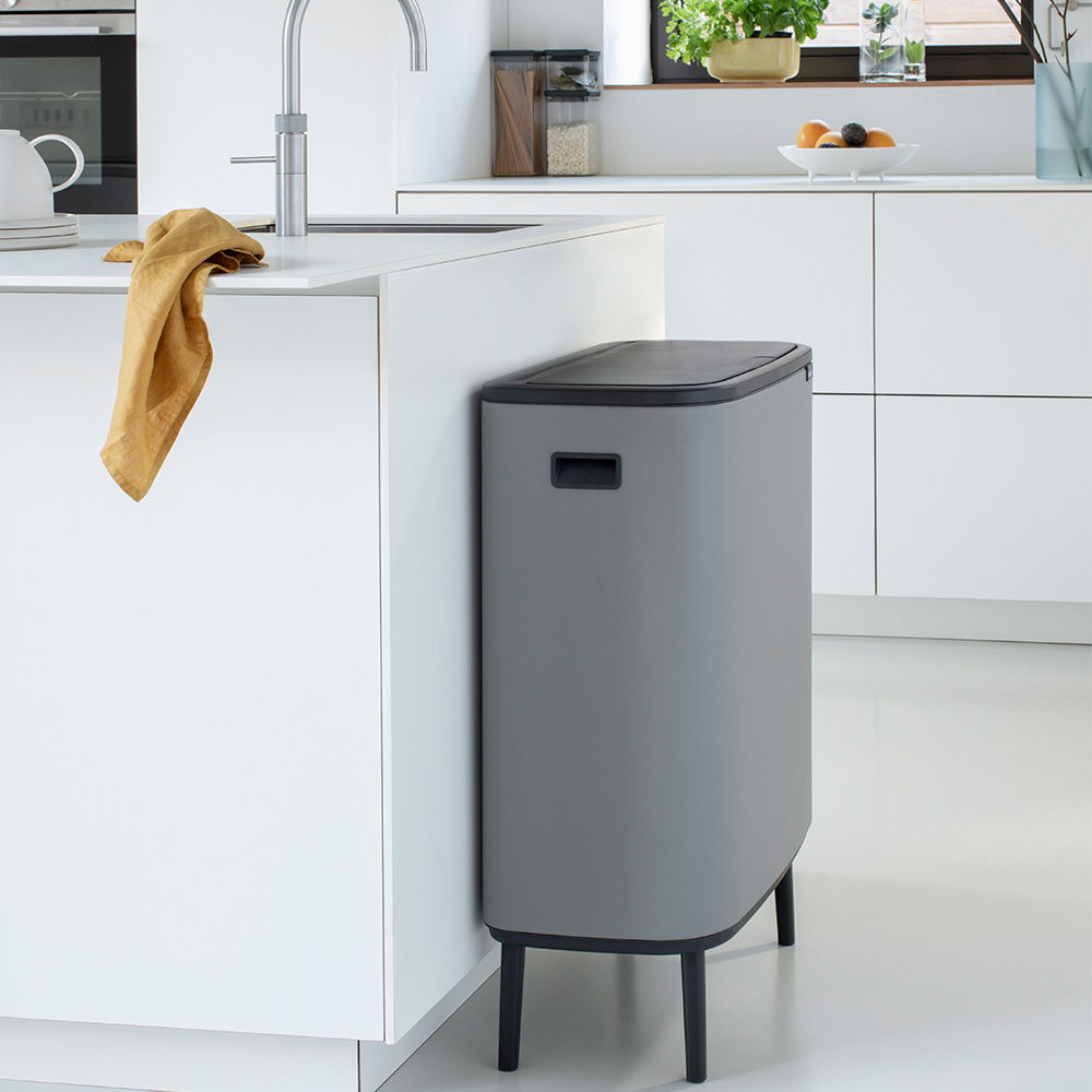 Brabantia BO High vippelågsspand 2x30L Concrete Grey