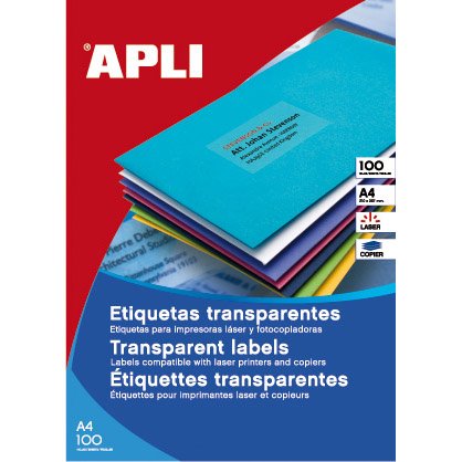 Apli Gennemsigtige etiketter A4 100 ark transparent 2400 etk