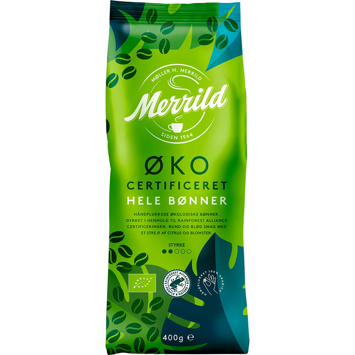 Merrild Øko Certificeret hele kaffebønner 400g