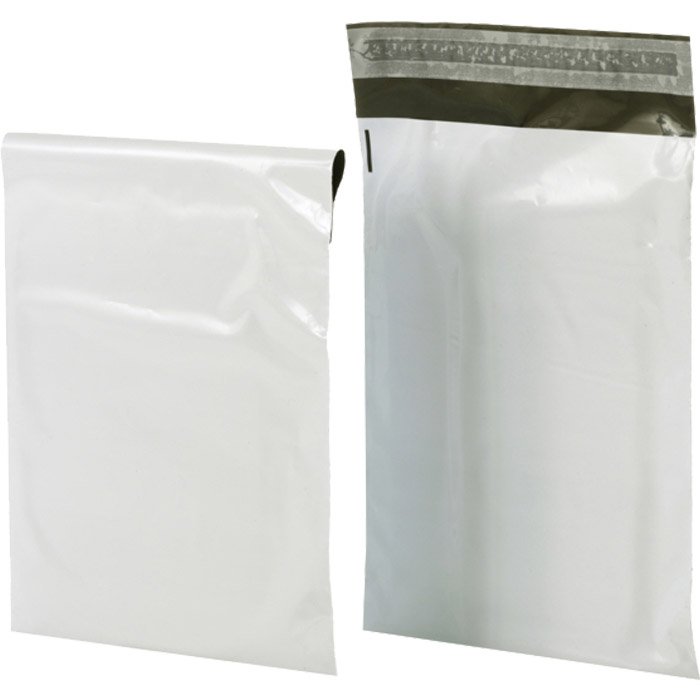 Bong forsendelsesposer hvid;sort Plast 60 my B:310 mm x L:50 mm 100 stk