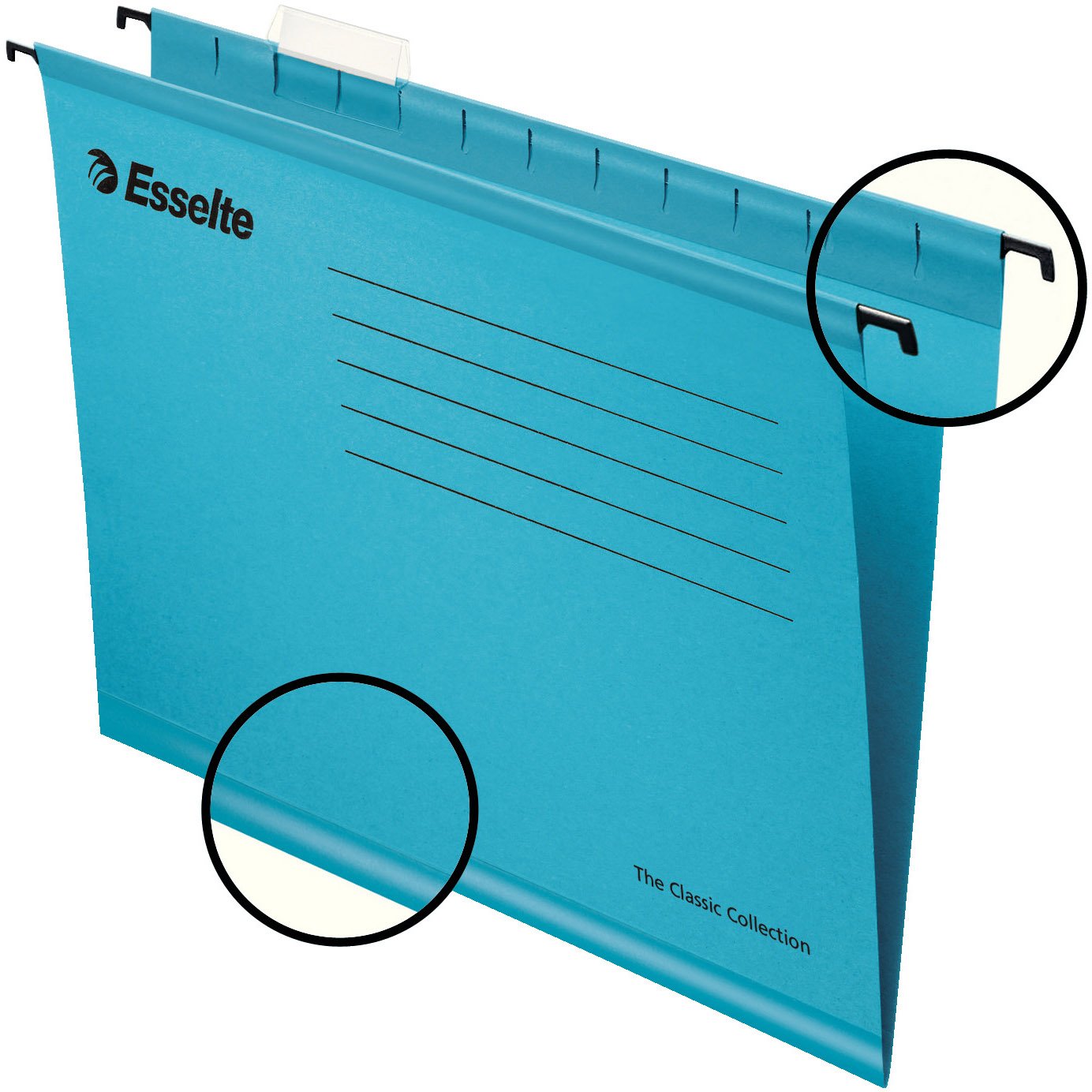 Esselte Classic forstærket Folio hængemappe inkl. fane A4+ blå