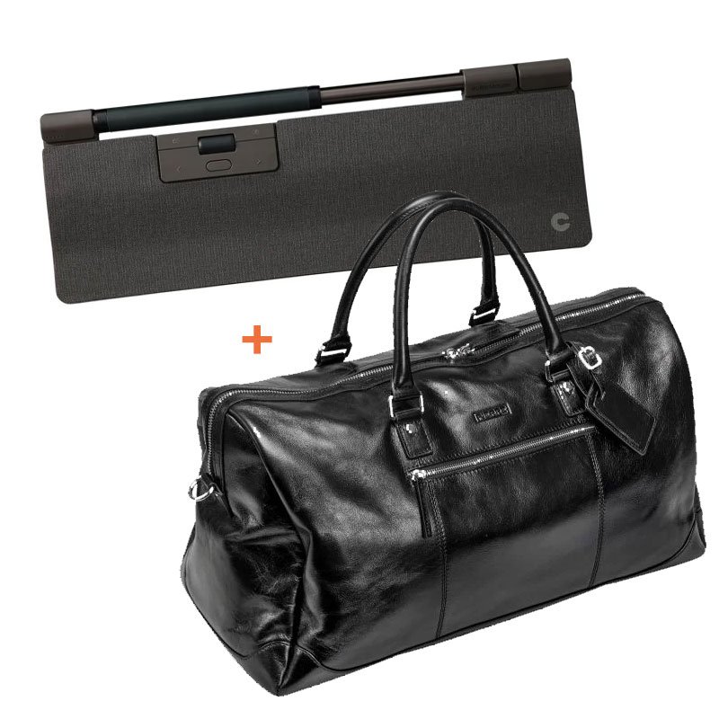 Contour RollerMouse Pro Extended Wireless ergonomisk mus sort/mørkegrå + Pierre læder weekendtaske, sort