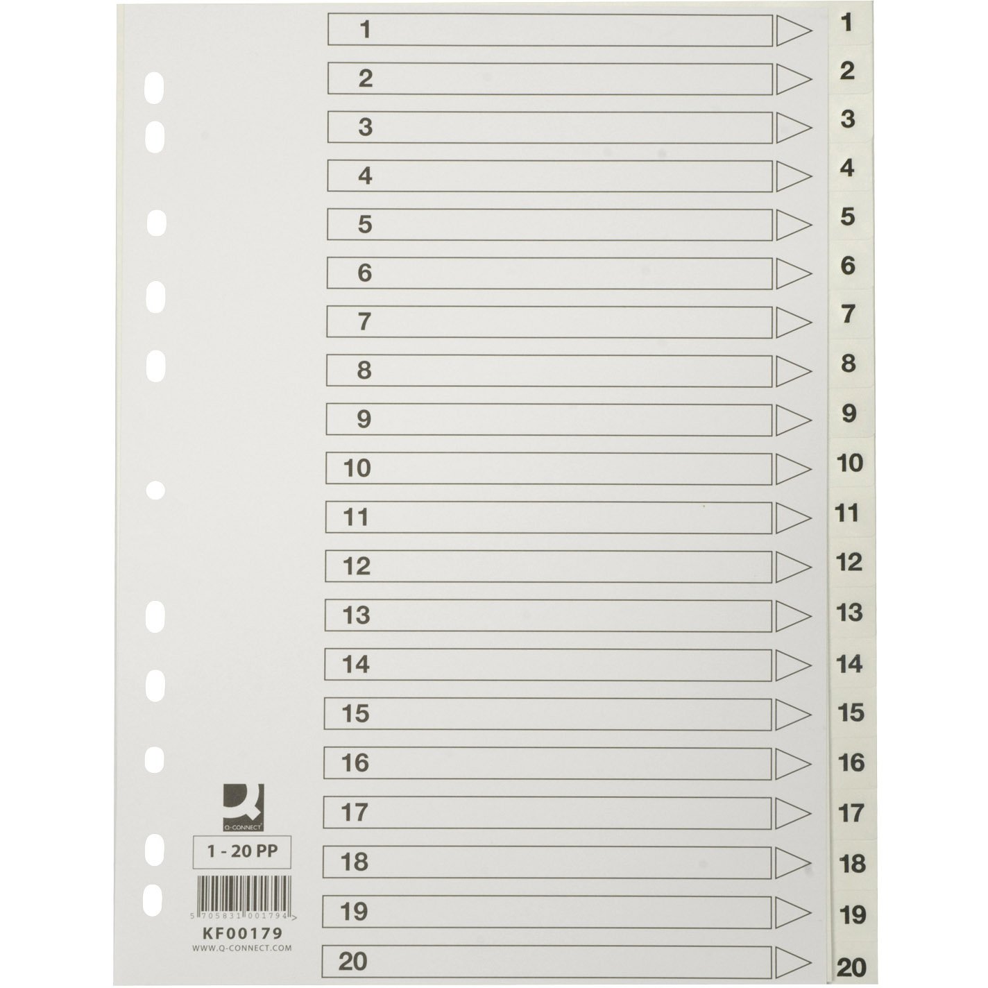 Q-connect register A4 1-20 hvid