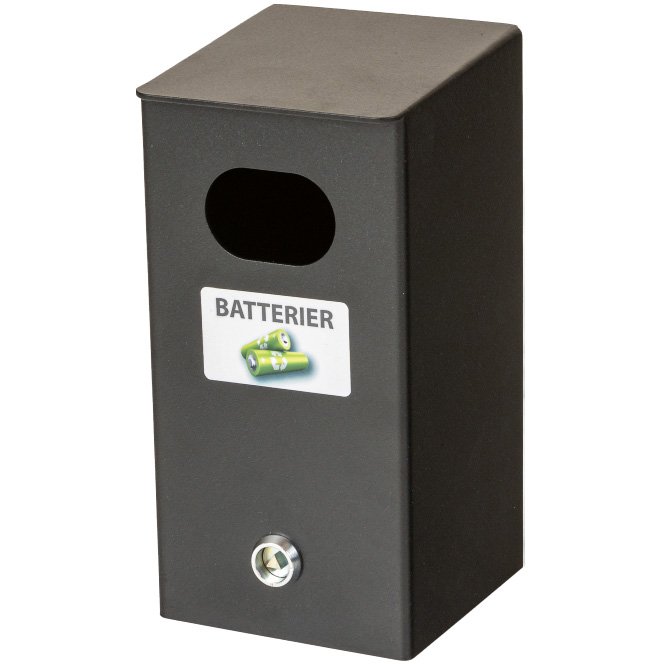Batteriboks m/lås t/brugte batterier sort