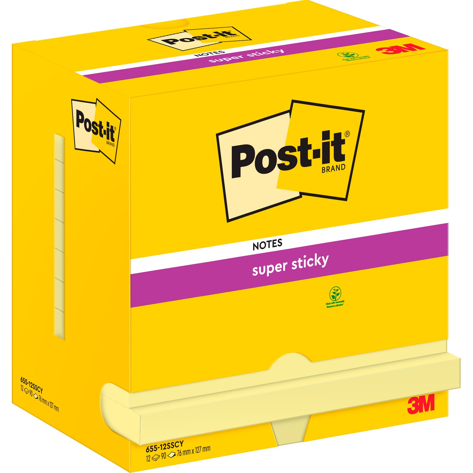Post-it Super Sticky notesblok 76x127mm gul 12 blk