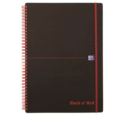 Oxford BlacknRed spiralblok PP A4 linjeret