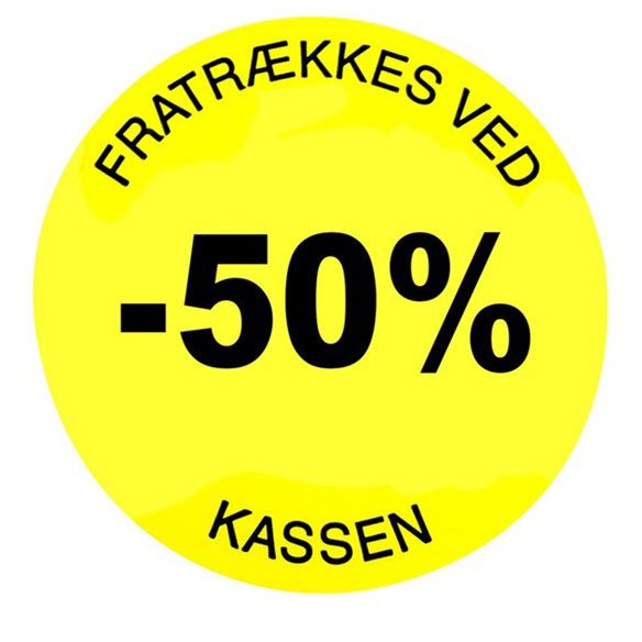 Rabatetiketter -50% Ø35mm gul