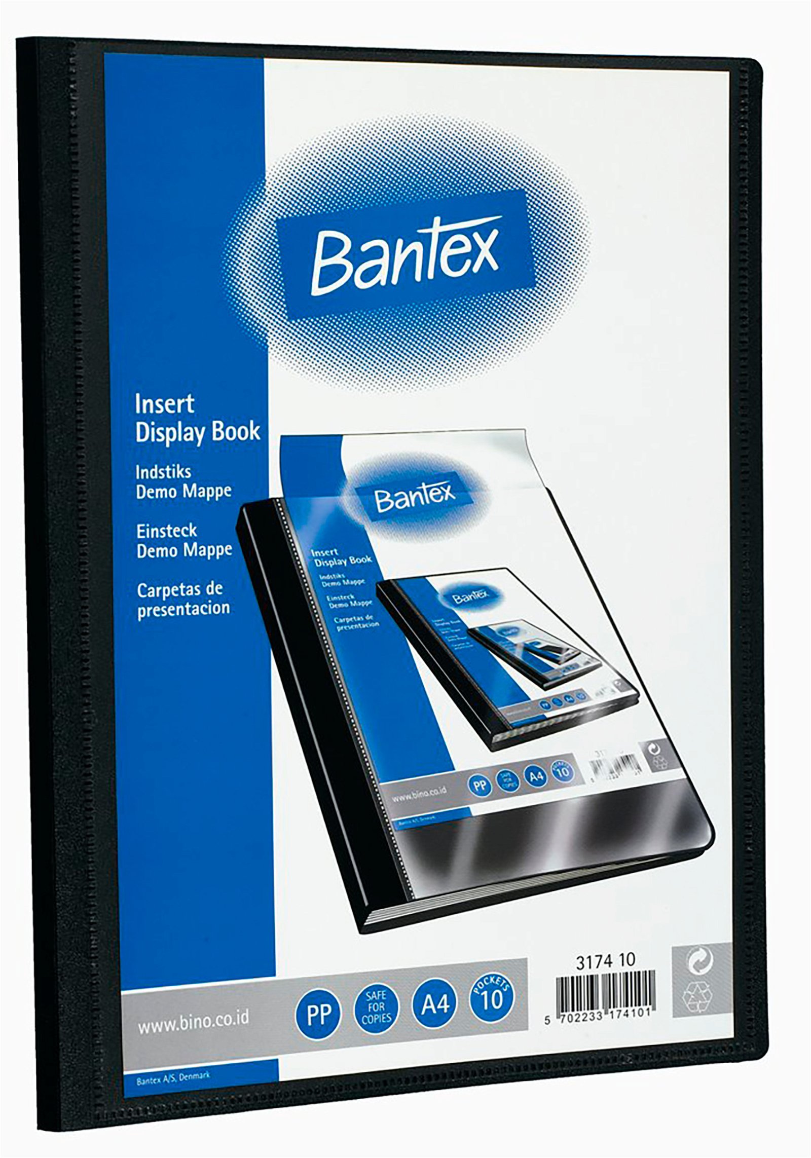 Bantex demomappe m/indstik m/10 lommer A4 sort