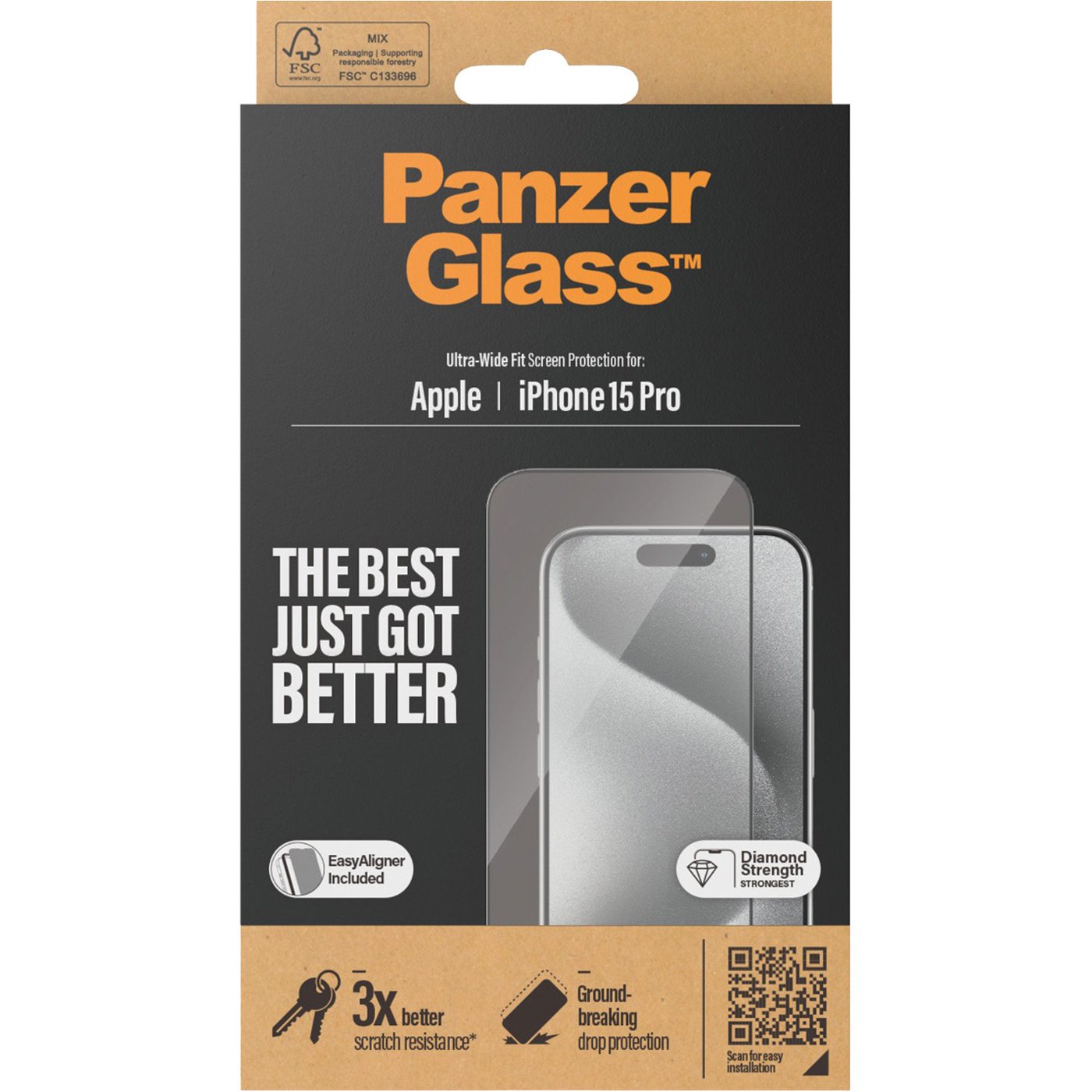 PanzerGlass Ultra-Wide Fit t/iPhone 15 Pro