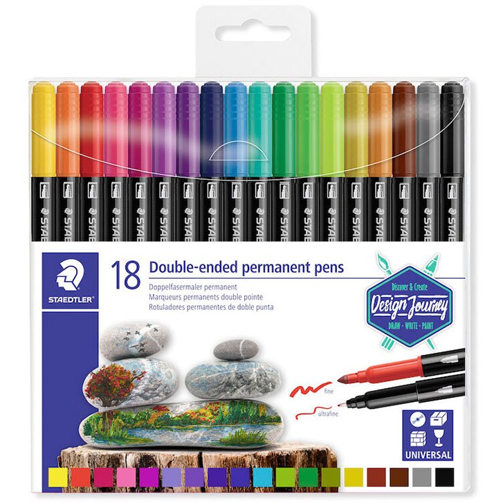 Staedtler dobbelte tusch Pk/18 stk ass. ultrafine/fine