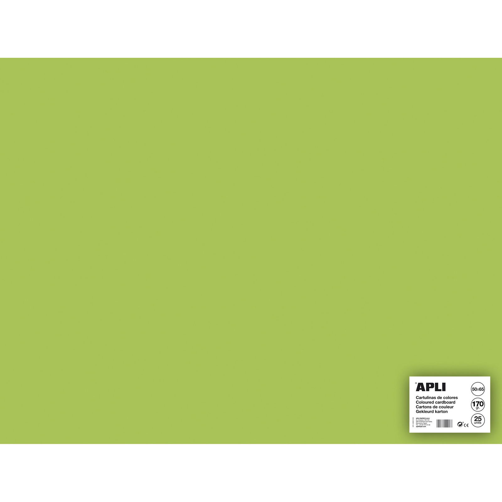 Apli karton 50x65cm 170g lysegrøn 25ark Apli karton 50x65cm 170g lysegrøn 25ark