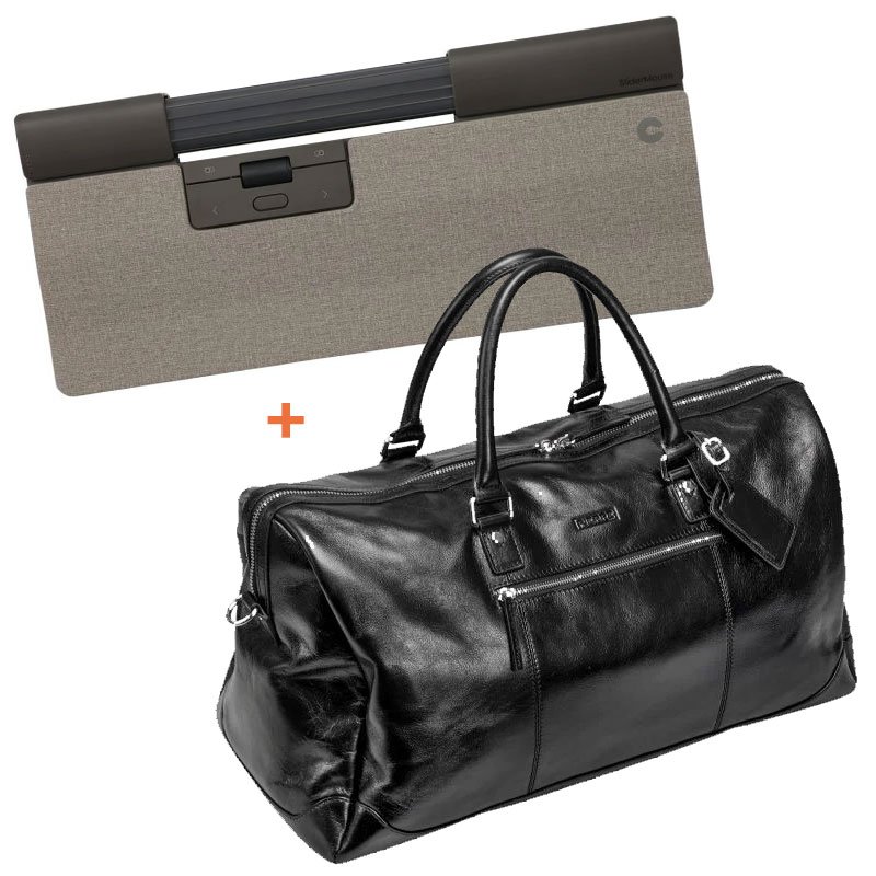 Contour SliderMouse Pro Regular Wireless ergonomisk mus sort;lysegrå + Pierre læder weekendtaske, sort