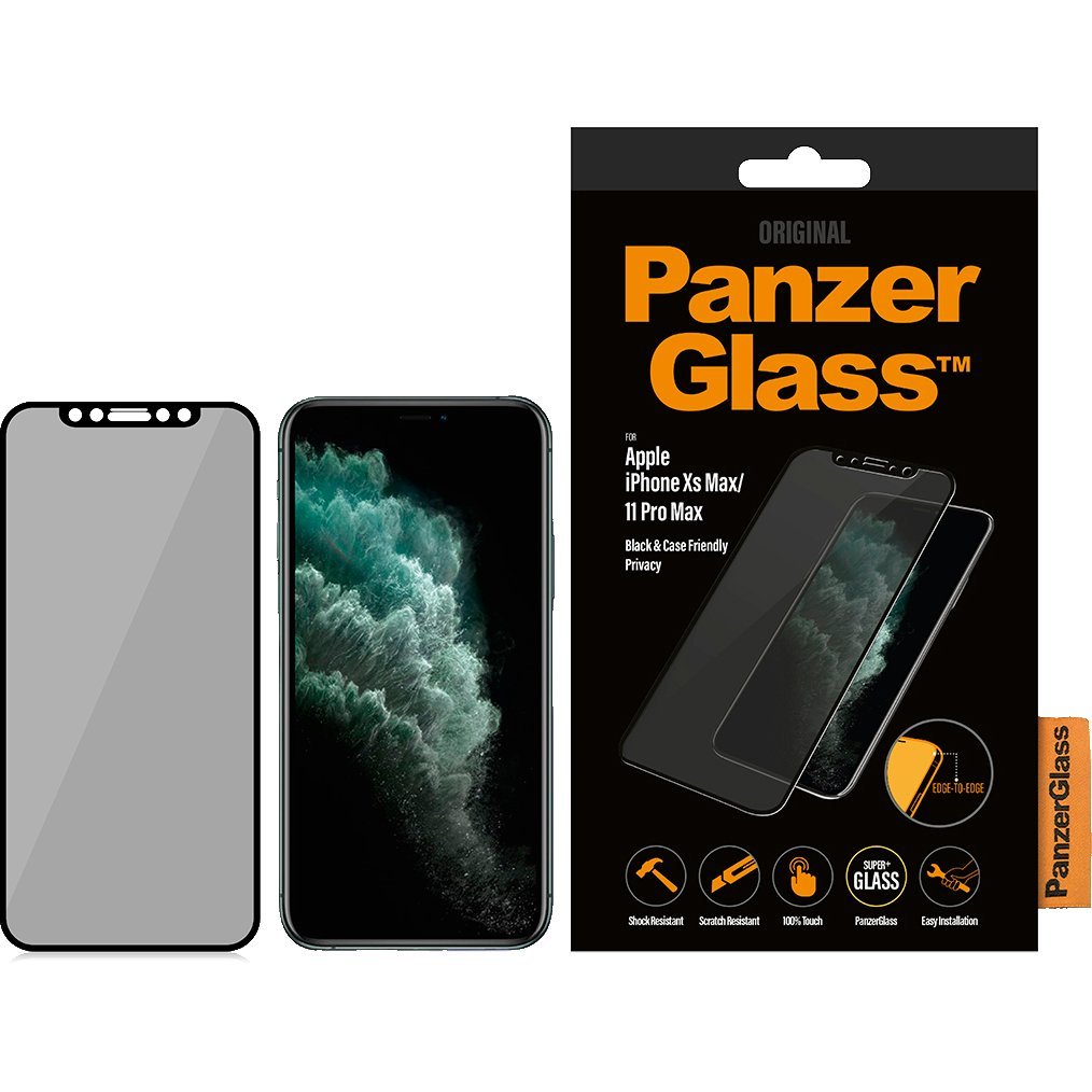 PanzerGlass Case Friendly Privacy beskyttelsesglas t/iPhone XS Max/11 Pro Max sort;transparent