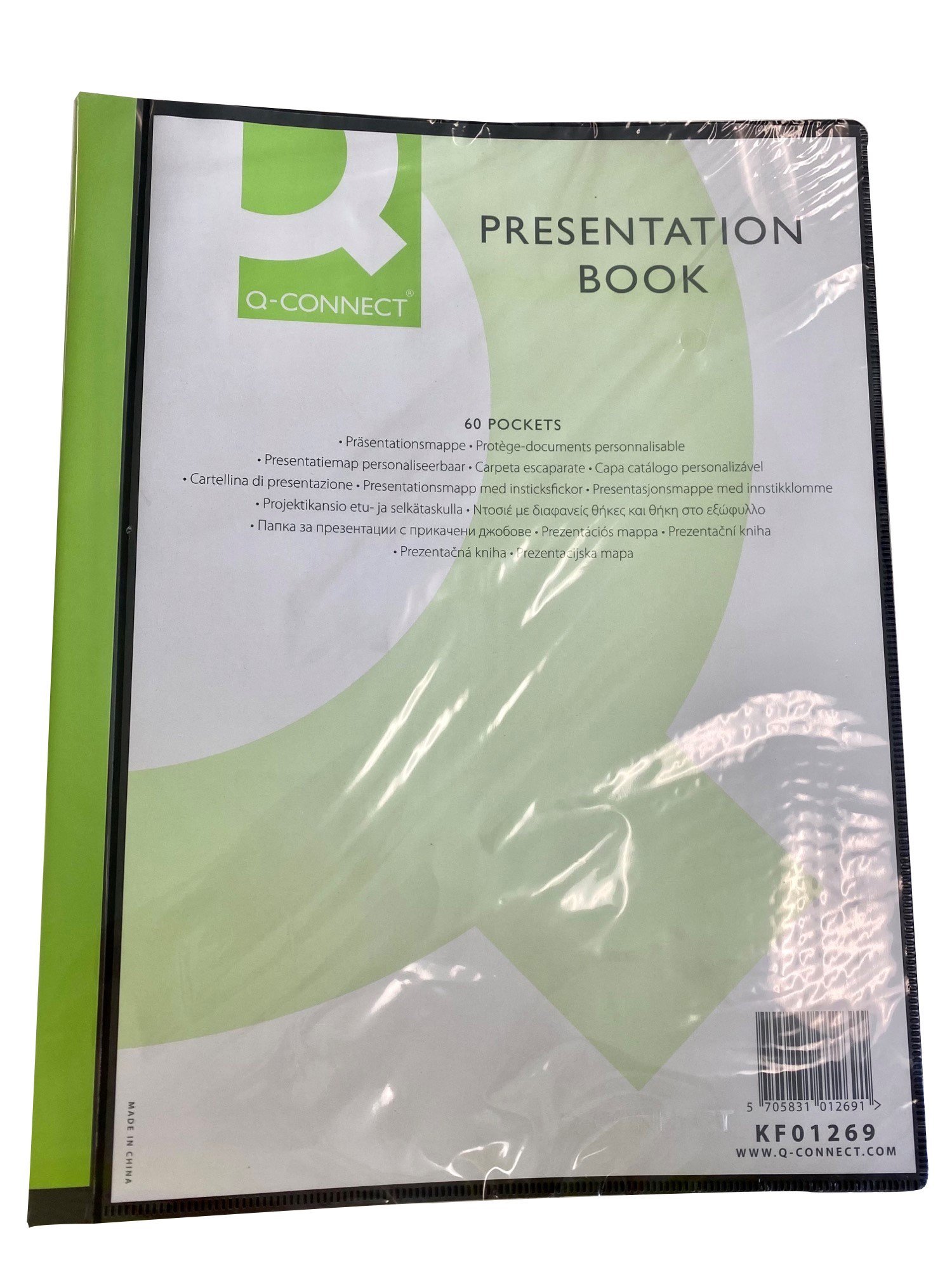 Q-connect demomappe m/60 lommer A4 sort;transparent