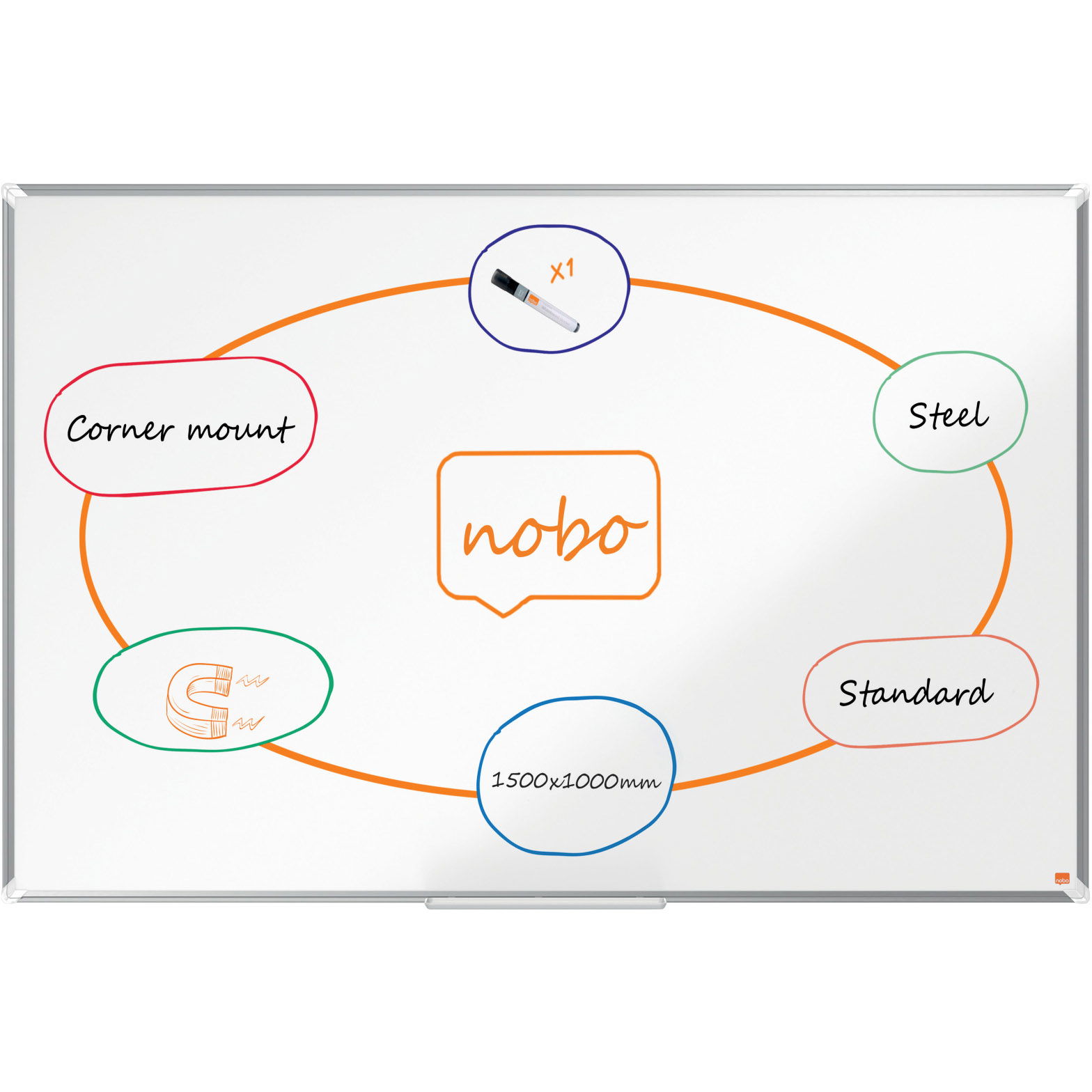 Nobo Premium Plus stål whiteboard 150x100cm hvid