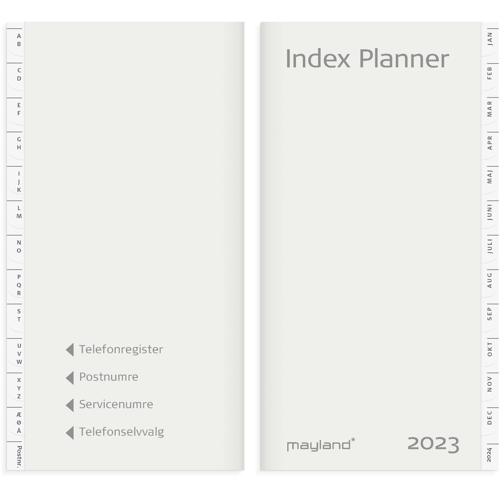 Mayland Index Planner månedskalender refill+tlf reg. hvid B8.8 cm x L17 cm