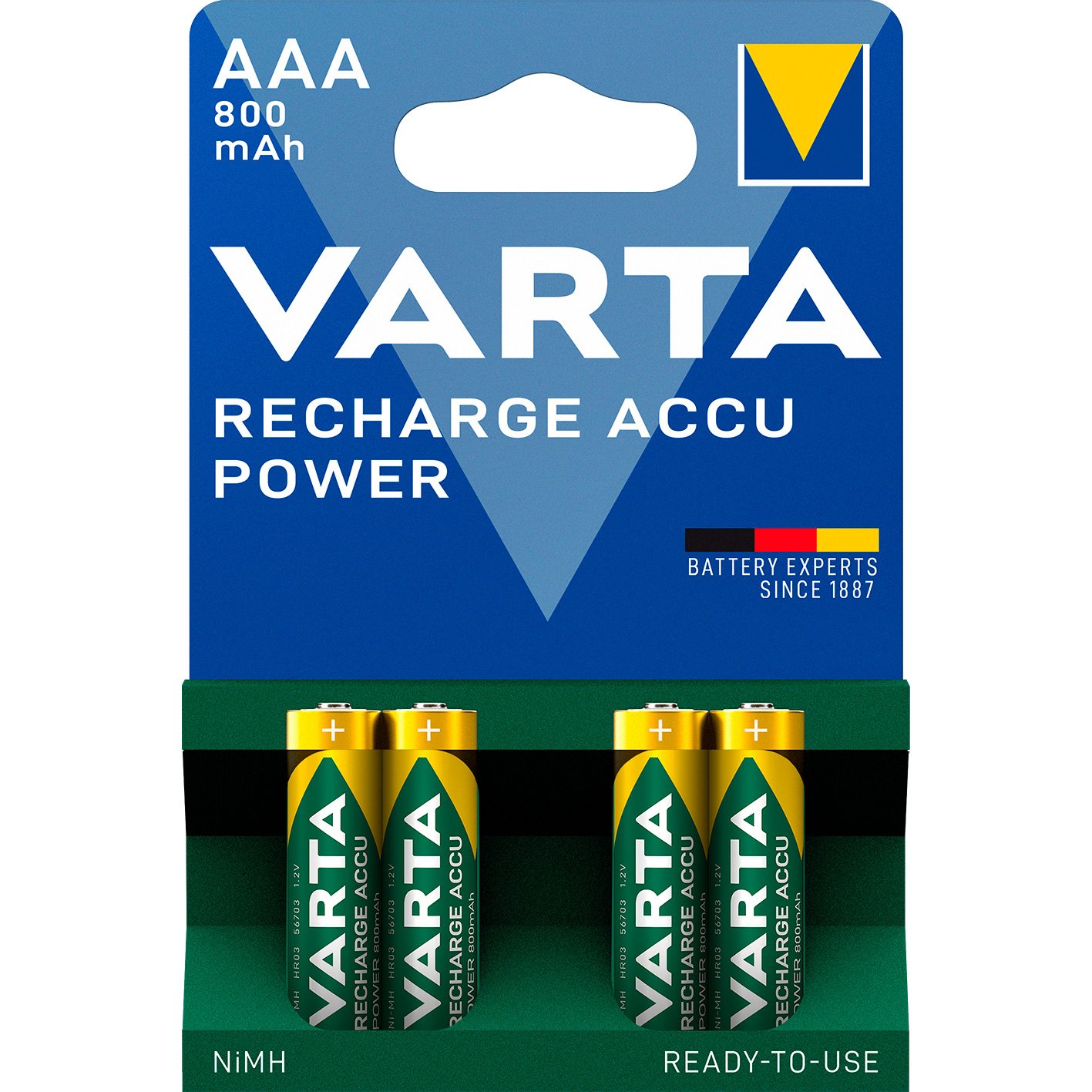 VARTA Genopladelig batteri AAA/HR03 800 mah 4 stk
