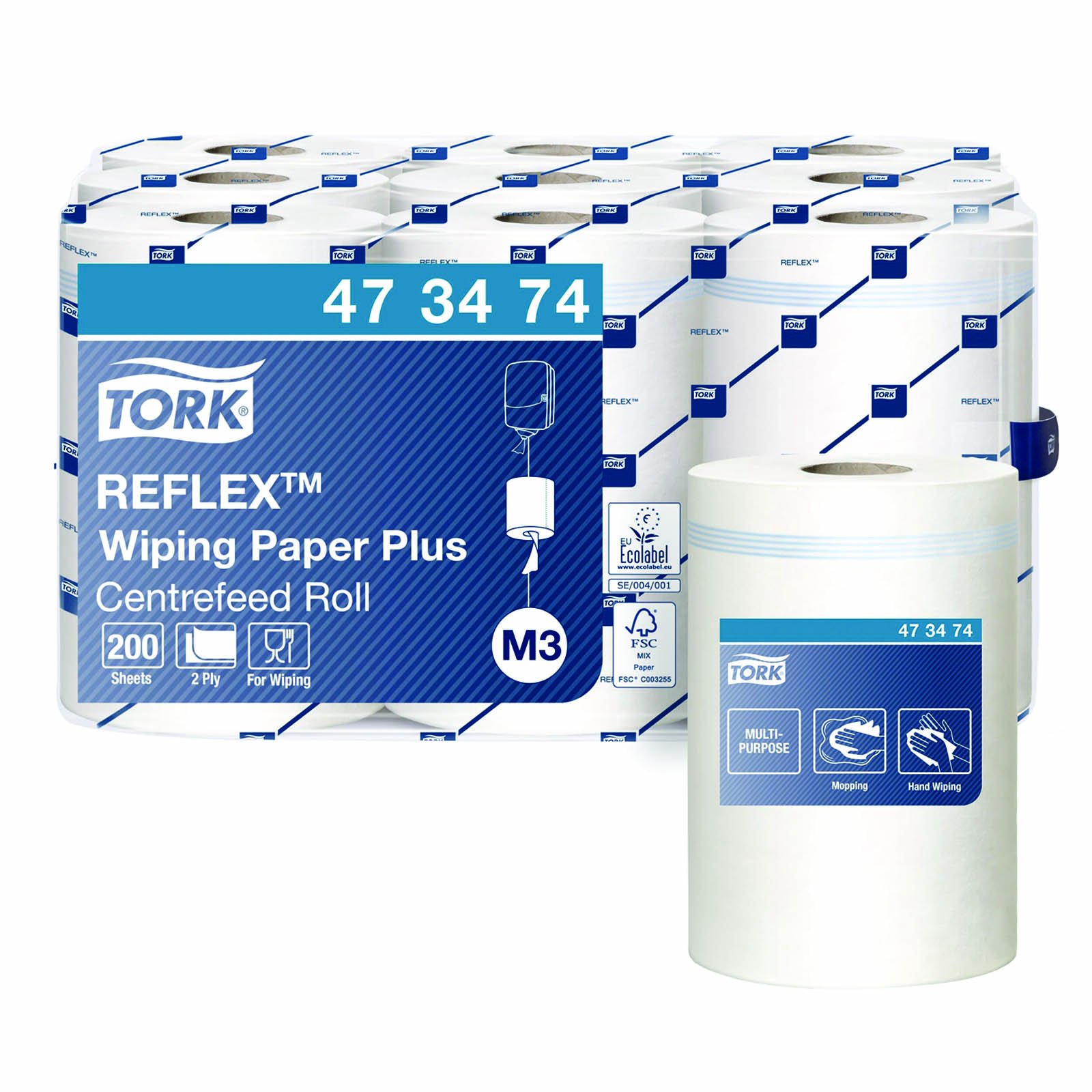 Tork Reflex Plus M3 2lags aftørringspapir hvid 9ruller