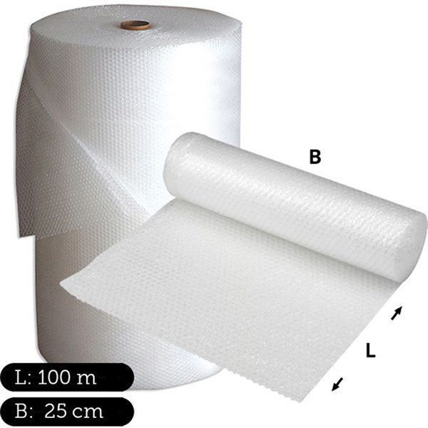 Boblefolie klar 4 mm B: 25 cm 100 mtr