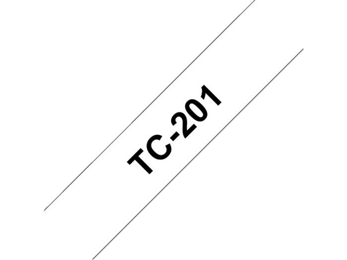 Brother TC-tape TC201 sort;hvid 12 mm x 7.7 m