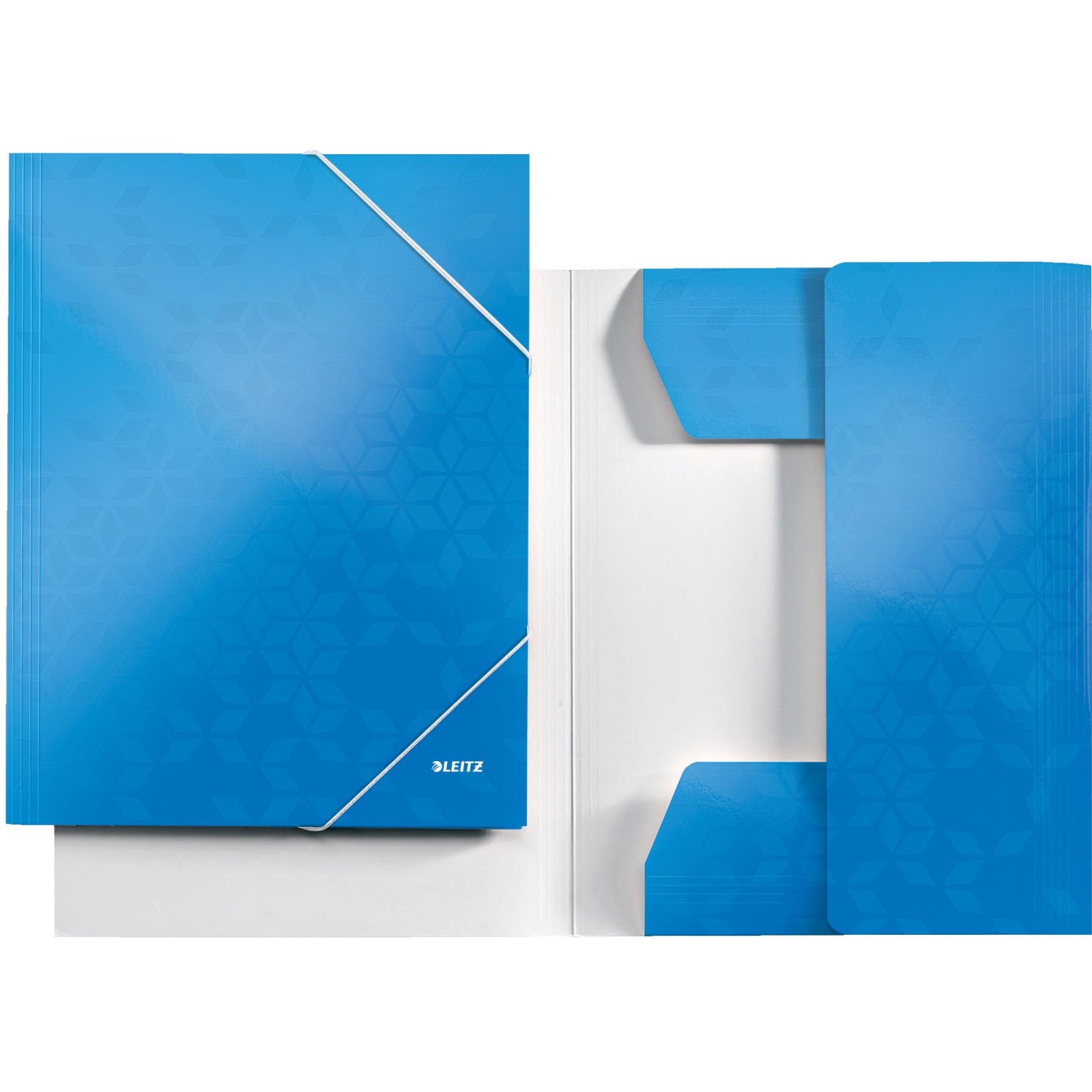 Leitz WOW 3-klap elastikmappe Karton/PP blå A4 250 ark