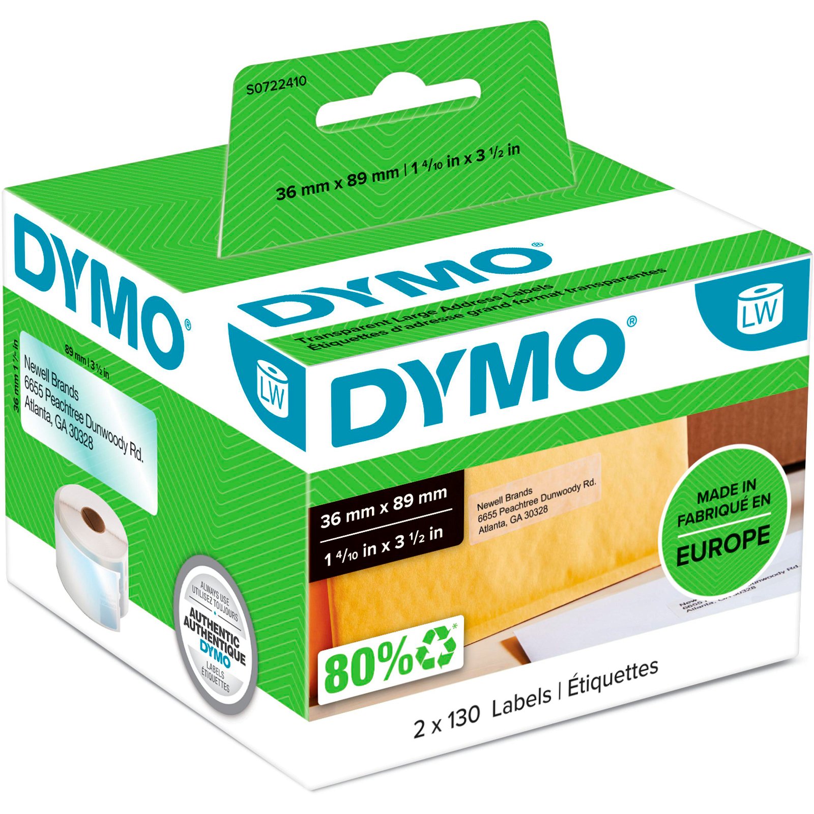 Dymo LabelWriter adresse etiketter transparent 260 etk