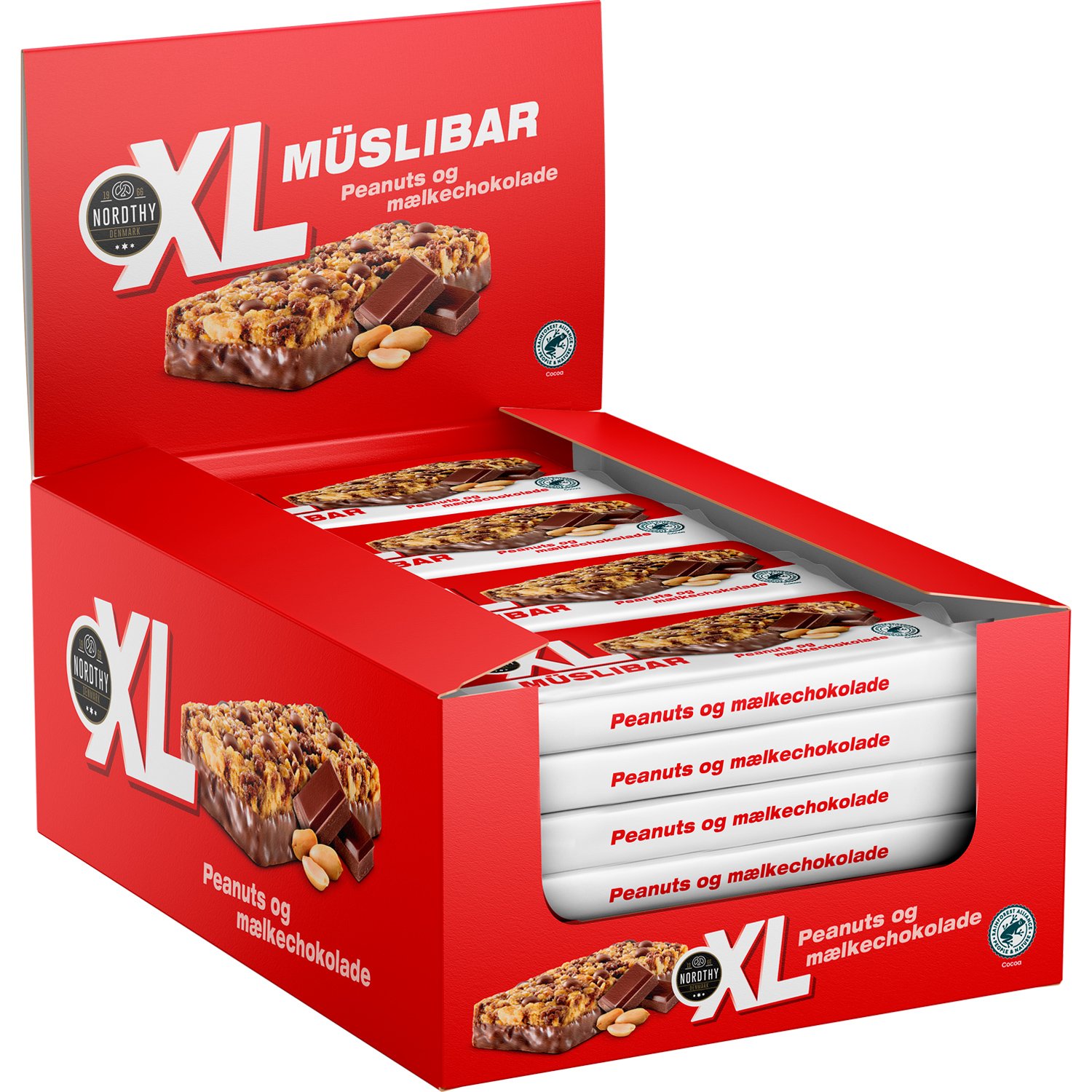 Nordthy XL müslibars peanuts & mælkechokolade 24 stk