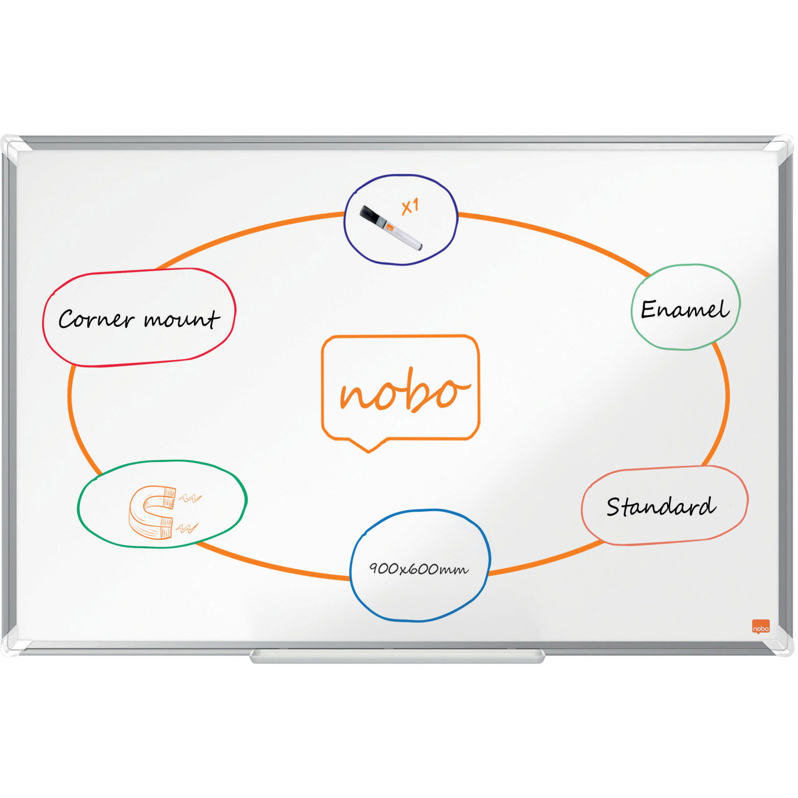 Nobo Premium Plus emaljeret whiteboard 90x60cm hvid