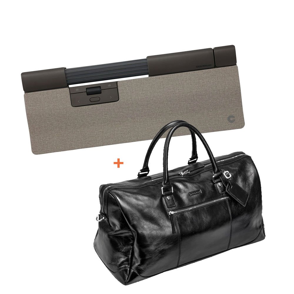 Contour SliderMouse Pro Extended Wireless ergonomisk mus sort;lysegrå + Pierre læder weekendtaske, sort
