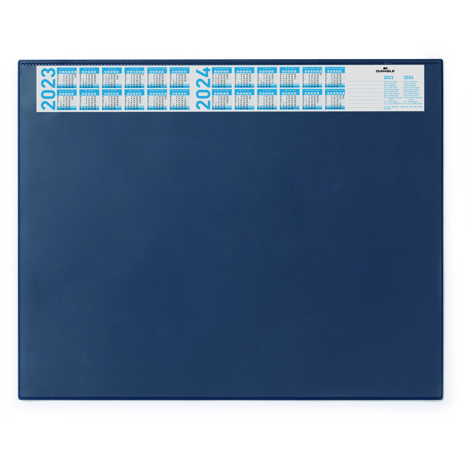 Durable skriveunderlag m/årlig kalender morkebla PVC plast
