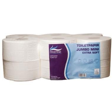 Toiletpapir Pristine Extra Soft Jumbo Mini 2-lag Ø18 cm 160 m Nyfiber