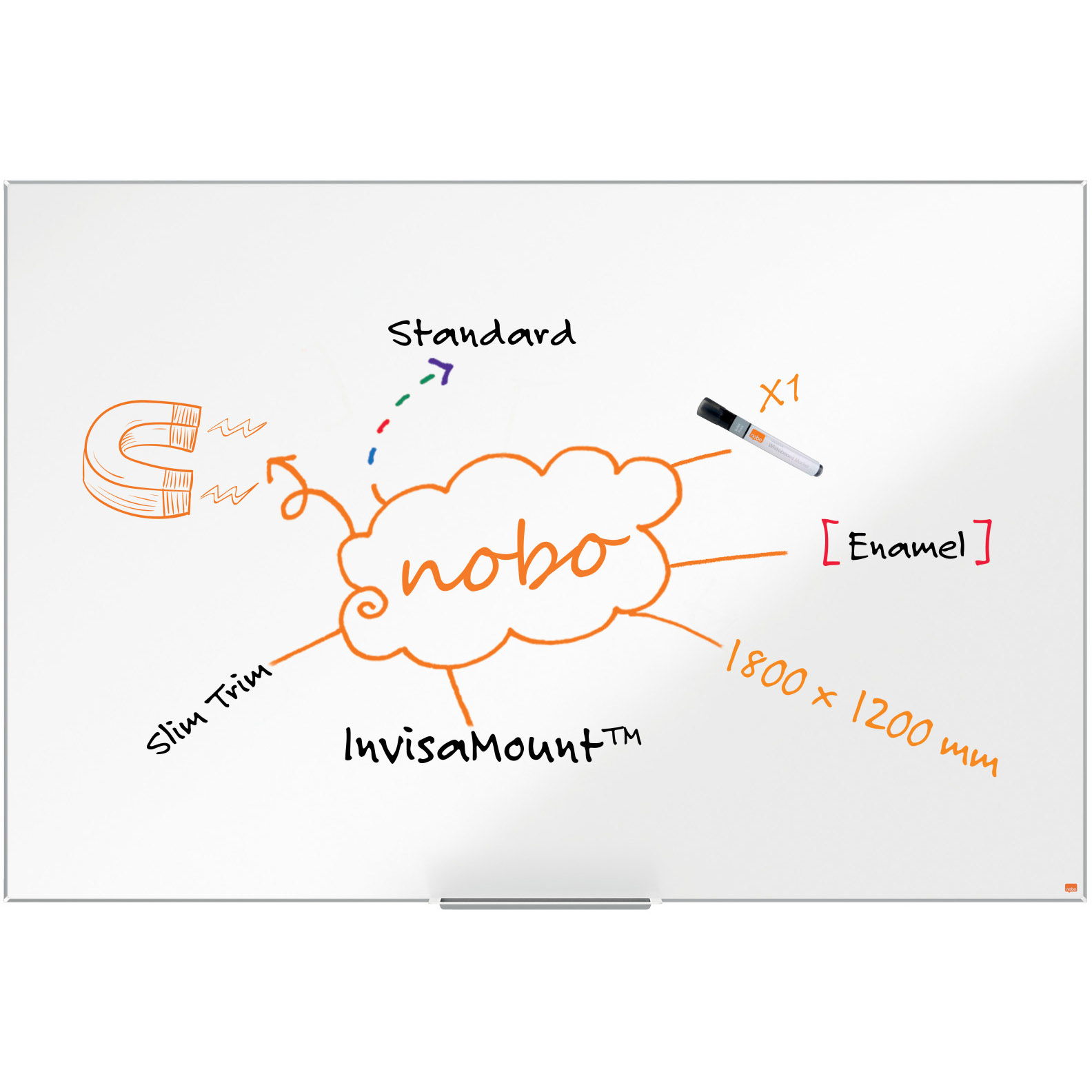 Nobo Impression Pro emaljeret whiteboard 180x120cm hvid