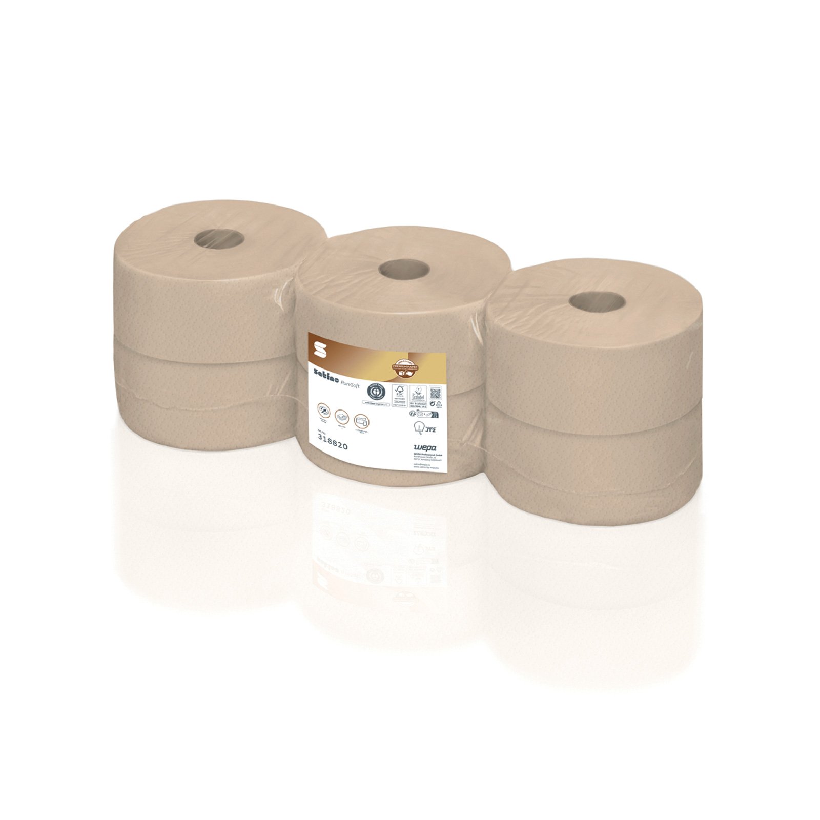 Satino PureSoft Jumbo toiletpapir 2-lags 9,2cmx380m 6rl