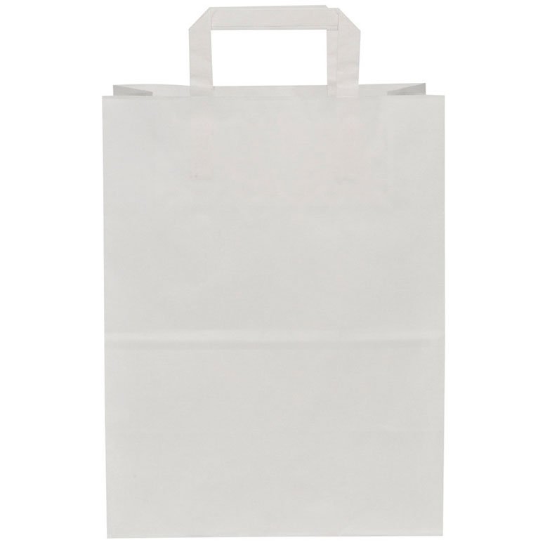 Bærepose papir m/fals 16L 360x280x170mm hvid 200stk