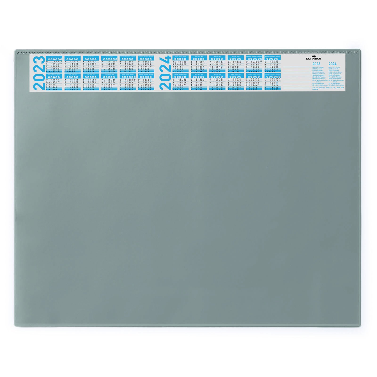 Durable skriveunderlag m/årlig kalender gra PVC plast