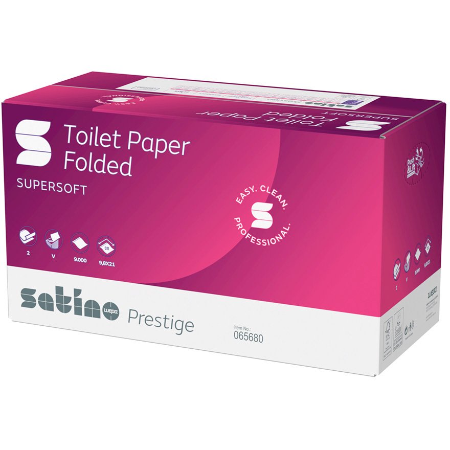 Satino prestige toiletpapir hvid 2Lag v-fold 21x9,8cm 30x300 ark