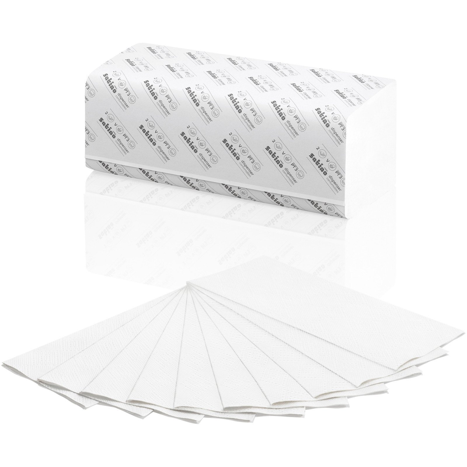 Satino Smart håndklædeark 2-lags V-fold 23x24cm hvid