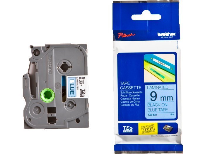 Brother TZe-tape TZE521 sort;bla 9 mm x 8 m
